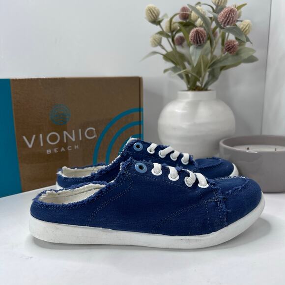Vionic Beach Breeze Canvas Slip On Sneaker Blue Women 5M - Picture 3 of 10